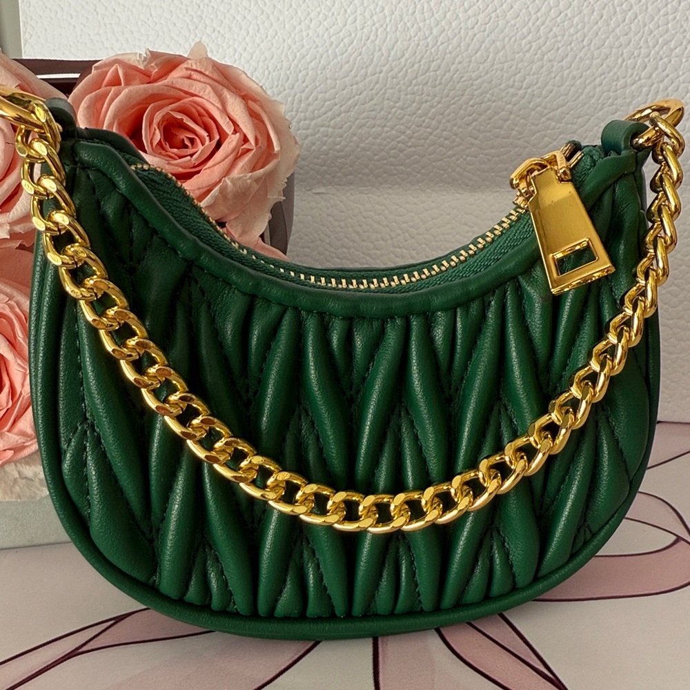 Mini Green Leather Quilted Women's Bag